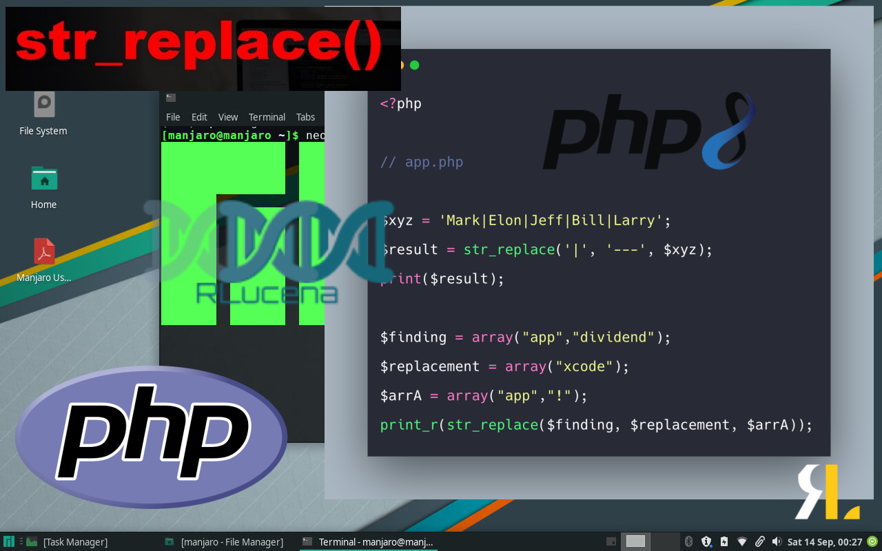 Uso de funcao str_replace do PHP